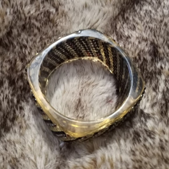 VTG Rhinestone Covered Lucite Bangle Square Bracelet Sparkles Glitter Glam - Picture 4 of 6